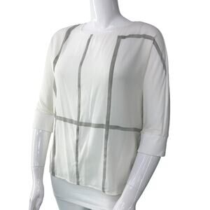 Fabiana Filippe Womens Size L Blouse Silk Front Cotton Back 3/4 Sleeve Italy